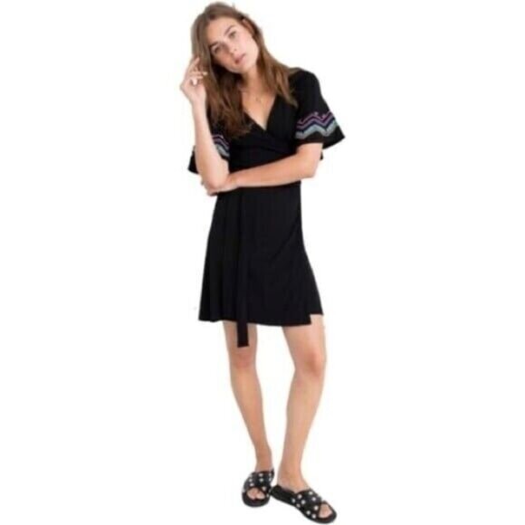 & Other Stories Embroidered Sleeve Mini Wrap Dress Size 2 Pre-owned - Picture 1 of 7